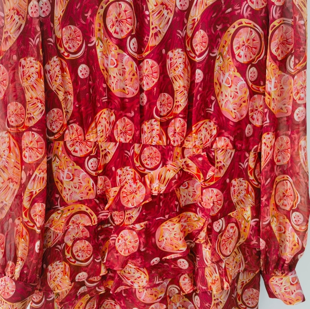 Saloni Isa Silk Georgette Tiered Ruffle Midi Dress - Picture 12 of 16